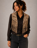 Gilet maculato con frange
