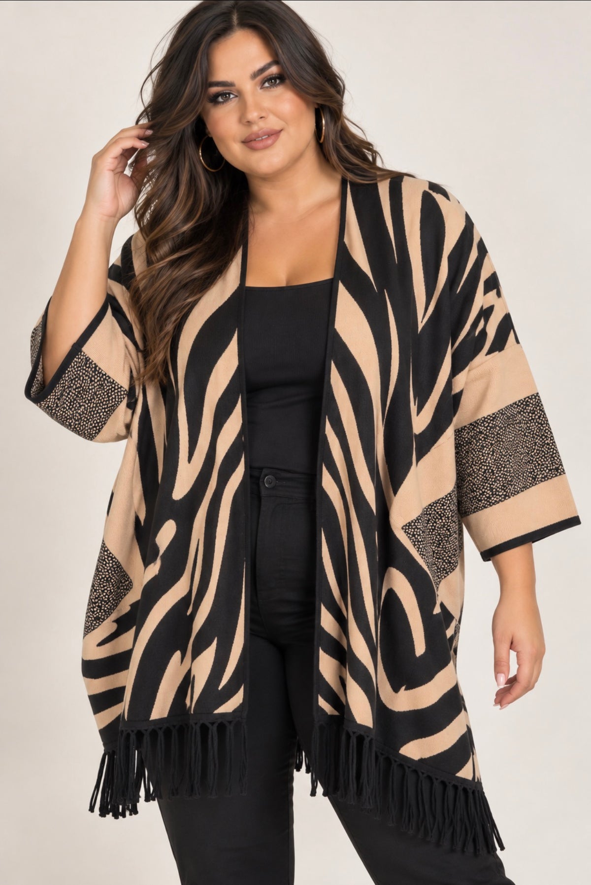 Cardigan Animalier con Frange